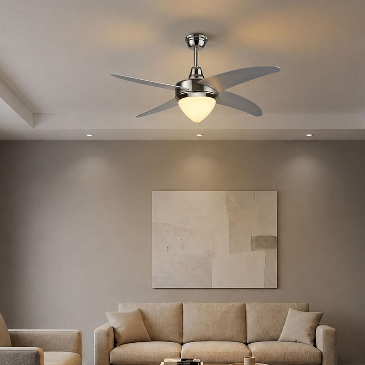 LED DECKENLEUCHTE Deckenventilator Silber - Silberfarben, Glas (106/39/39cm)