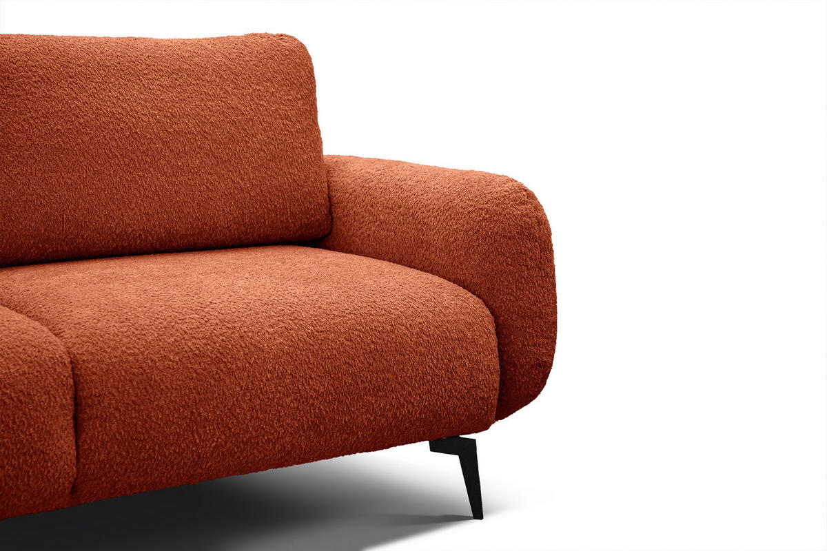 SOFA FEBE 3-Sitzer, dunkelorange - Dunkelorange/Schwarz, Holz/Textil (190/82/96cm) - Courtois Laville