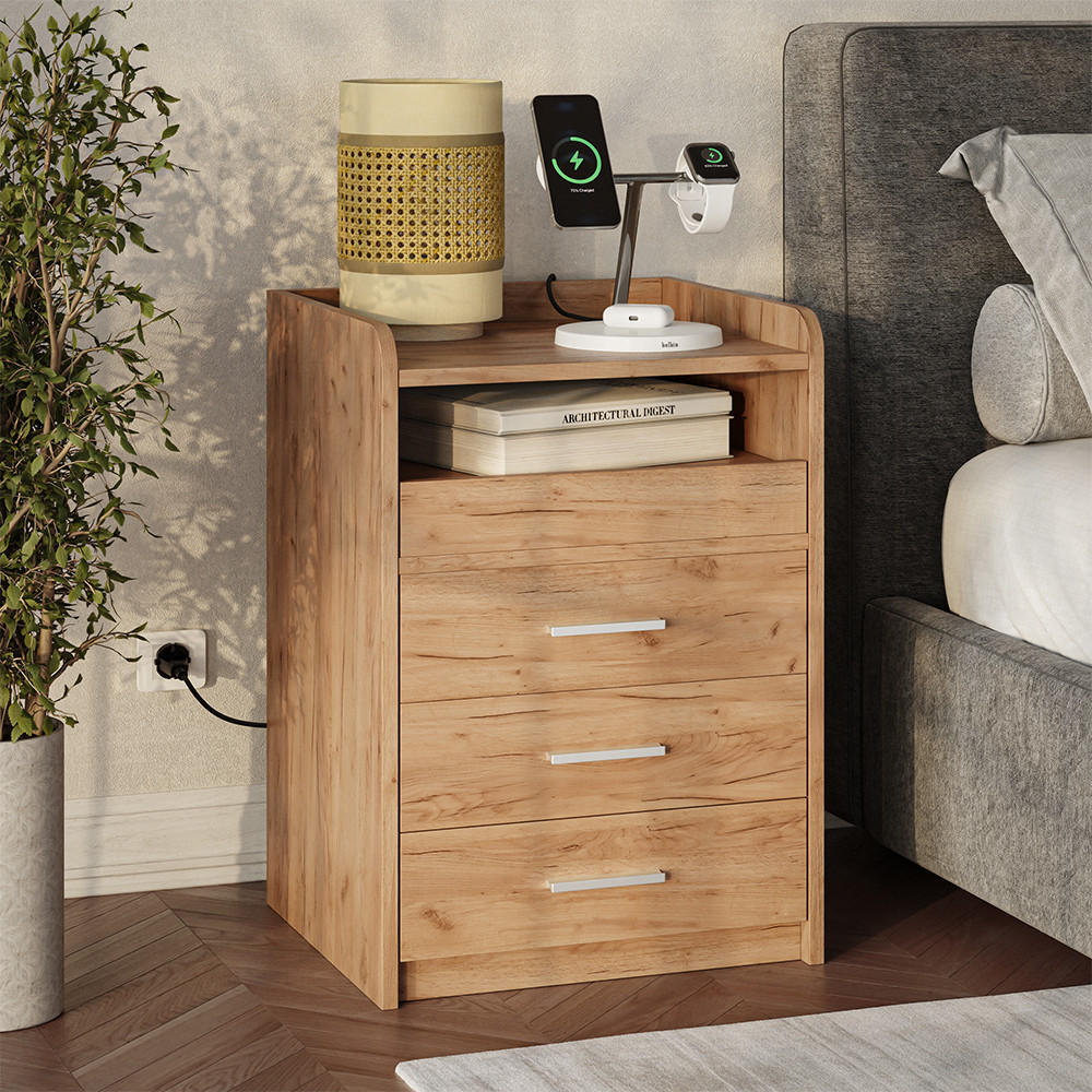 Thumbnail - Vicco Nachttisch, Honigeiche, Holzwerkstoff, 4 Schubladen, Rechteckig, 45x64x40 cm, Schlafzimmer, Nachttische