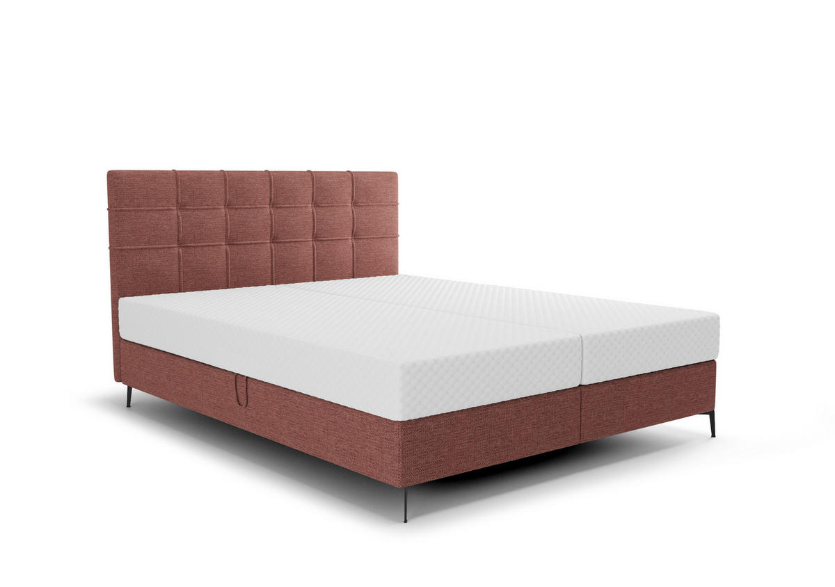 BOXBETT INAO 140x200 mit Matratze H3, Bonell und Topper ARAGON 59 - Rot, Textil (140/200cm) - Bedante