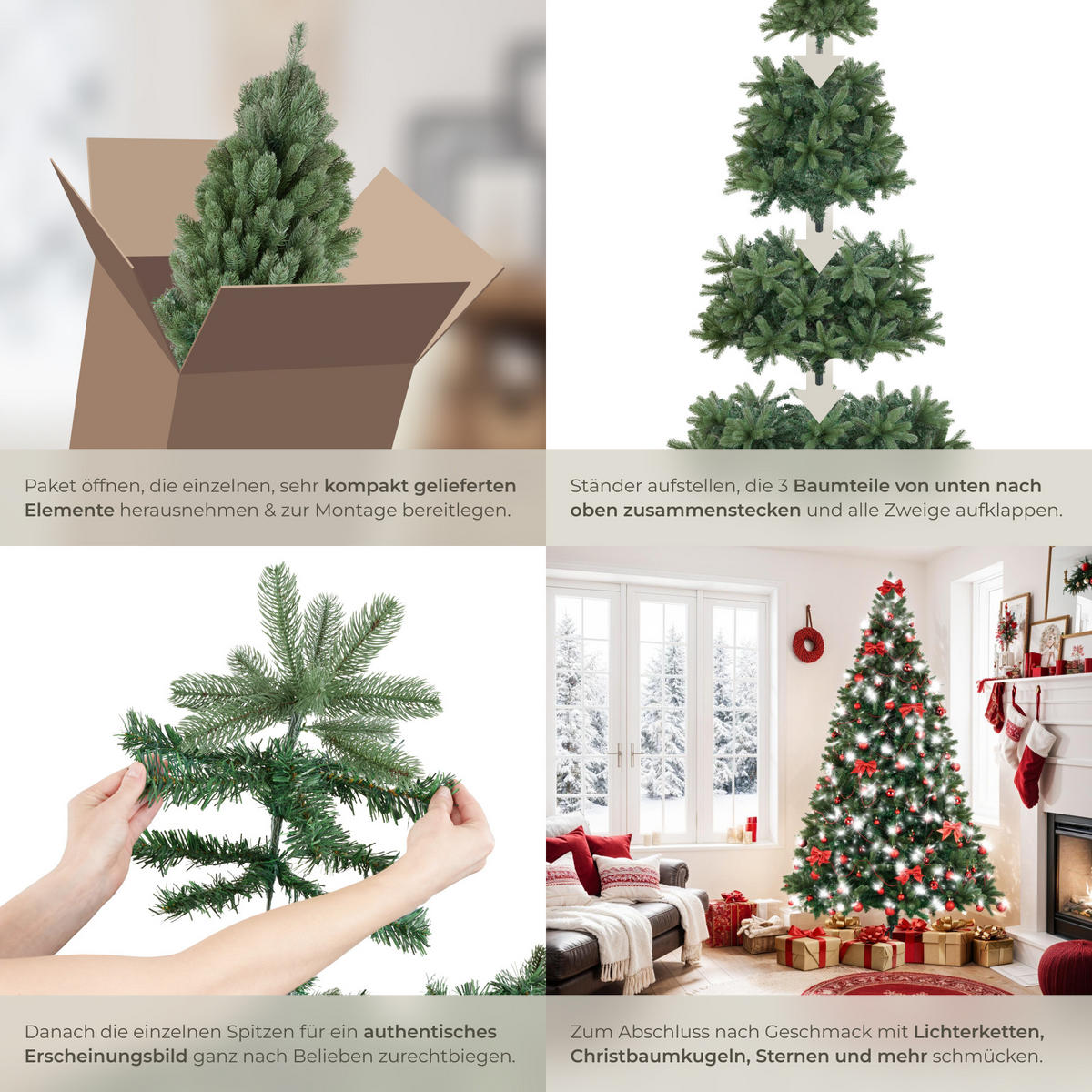 WEIHNACHTSBAUM Prancer,pulverbeschichteter Metallständer mit Kunststoffkappen,grün - Grün, Kunststoff (210cm) - tectake