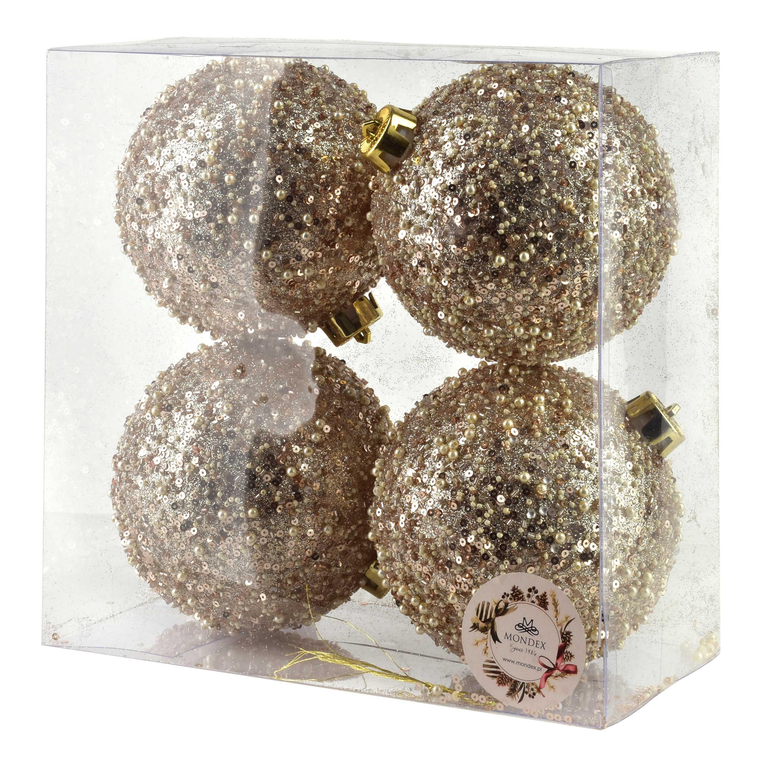 CHRISTBAUMKUGEL-SET SANTA LILA, 4-teilig, 12 cm, Champagner - Champagner, Kunststoff (12/25/25cm) - Mondex