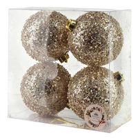 CHRISTBAUMKUGEL-SET SANTA LILA, 4-teilig, 12 cm, Champagner - Champagner, Kunststoff (12/25/25cm) - Mondex