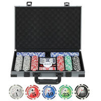 POKERKOFFER Pokerset mit 400 Chips 11,5 Gramm 2 Kartendecks 5 Würfeln - Grau, Kunststoff (28/39.5cm) - SPORTNOW