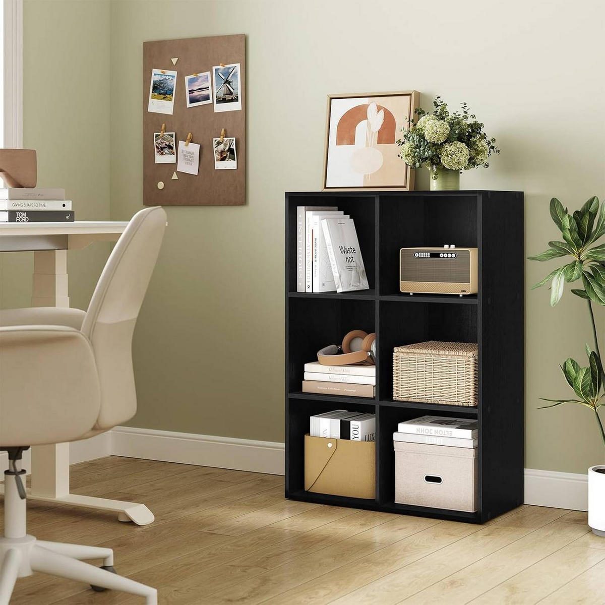 BÜCHERREGAL mit 6 Fächer, Holzwerkstoff, Schwarz - Schwarz, Holzwerkstoff (59.5/89/29cm) - Woltu