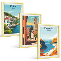 BILDER SET 3er Set - 40x60 cm Goldrahmen - Malerische Retro-Landschaften - Goldfarben, Kunststoff (40/60cm) - TULUP