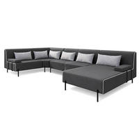 GARTENSOFA BORNEO XL Wetterfest 370x222x86 cm, Links, Solide Konstruktion, HR-Schaumfüllung, Wetterfeste Bezugstoff, Dunkelgrau - Dunkelgrau, Holz/Metall (370/86/222cm) - Trada