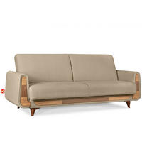 3-SITZER-SCHLAFSOFA GUSTAVO mit Armlehnen, hellbeige - Beige/Braun, Holz/Holzwerkstoff (230/98/98cm) - KONSIMO®