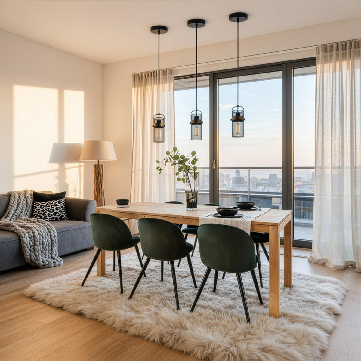 PENDELLEUCHTE LUMINOS - Schwarz, Metall (10.5/10.5/153cm) - Home Deluxe