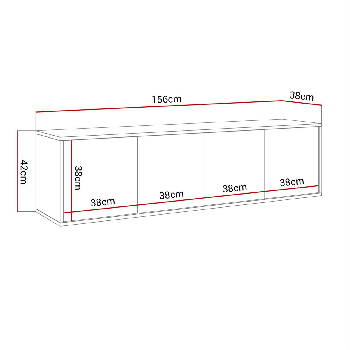 TV-ELEMENT SANAYI Hängend Hochglanz Weiß - Weiß, Holzwerkstoff (156/42/38cm) - Lookway