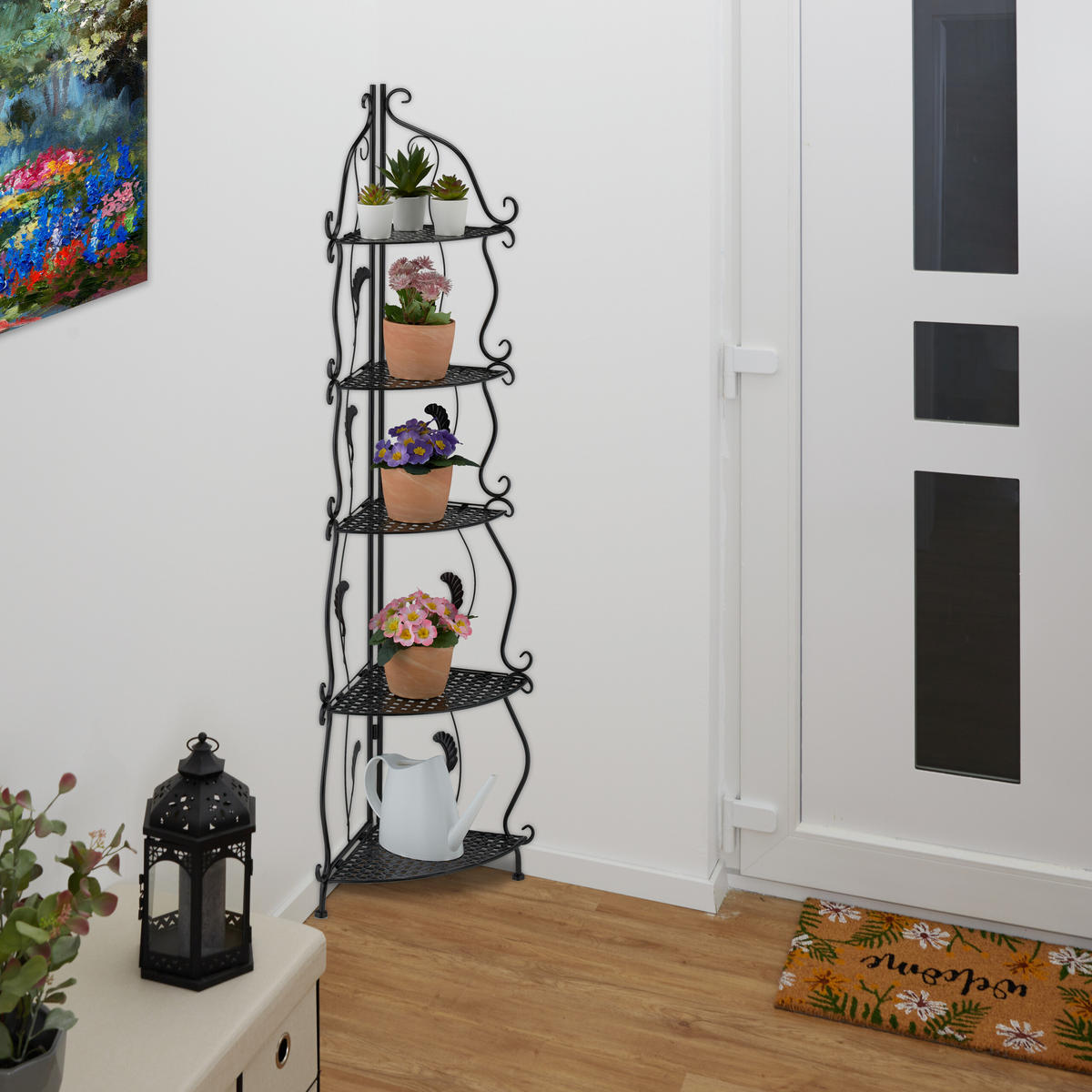 ECKREGAL - Schwarz, Kunststoff/Metall (30/136/30cm) - Relaxdays