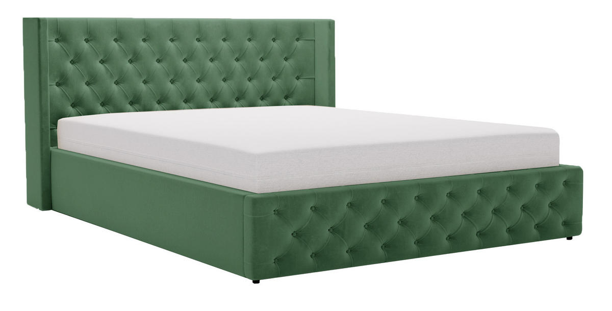 POLSTERBETT 160x200 cm Rolia, Glamour, Chesterfield, Grün - Grün, Holz/Textil (160/200cm) - Emporius