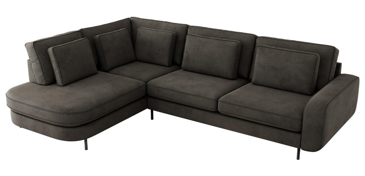 ROHOVÁ SEDAČKA CALENO L - Šedá Samet - Pravá Strana - šedá/černá, kov/textil (317/225cm) - MKS