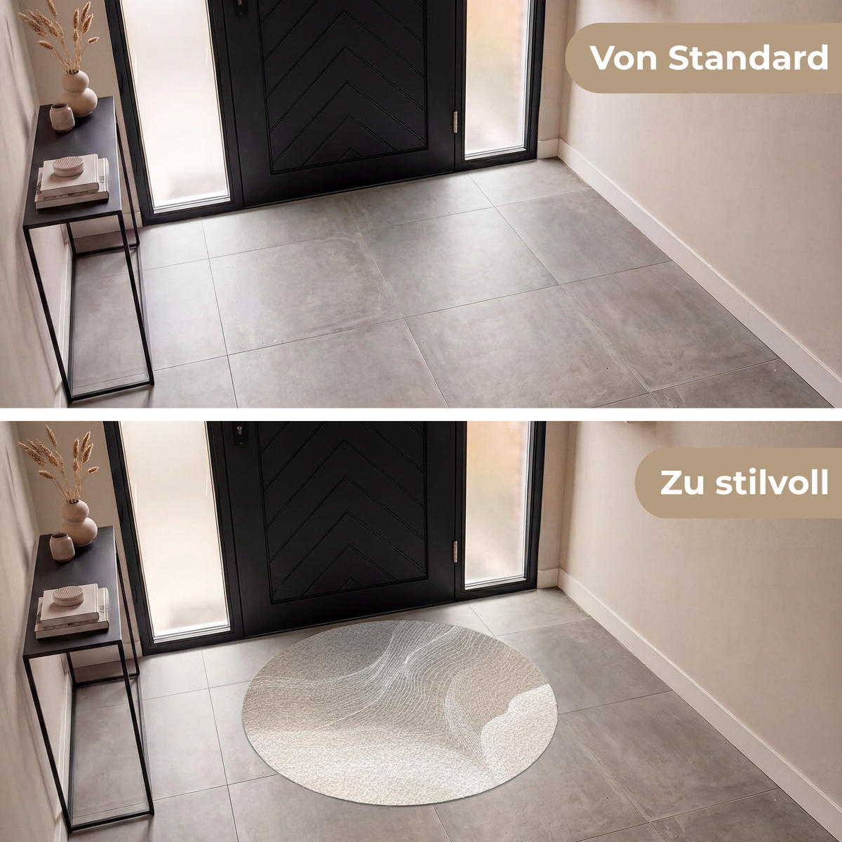 FUSSMATTE Wellenlinien - Luftströme - Harmonisch Schmutzfänger 120x120 cm - Beige, Kunststoff (120/120cm) - MuchoWow