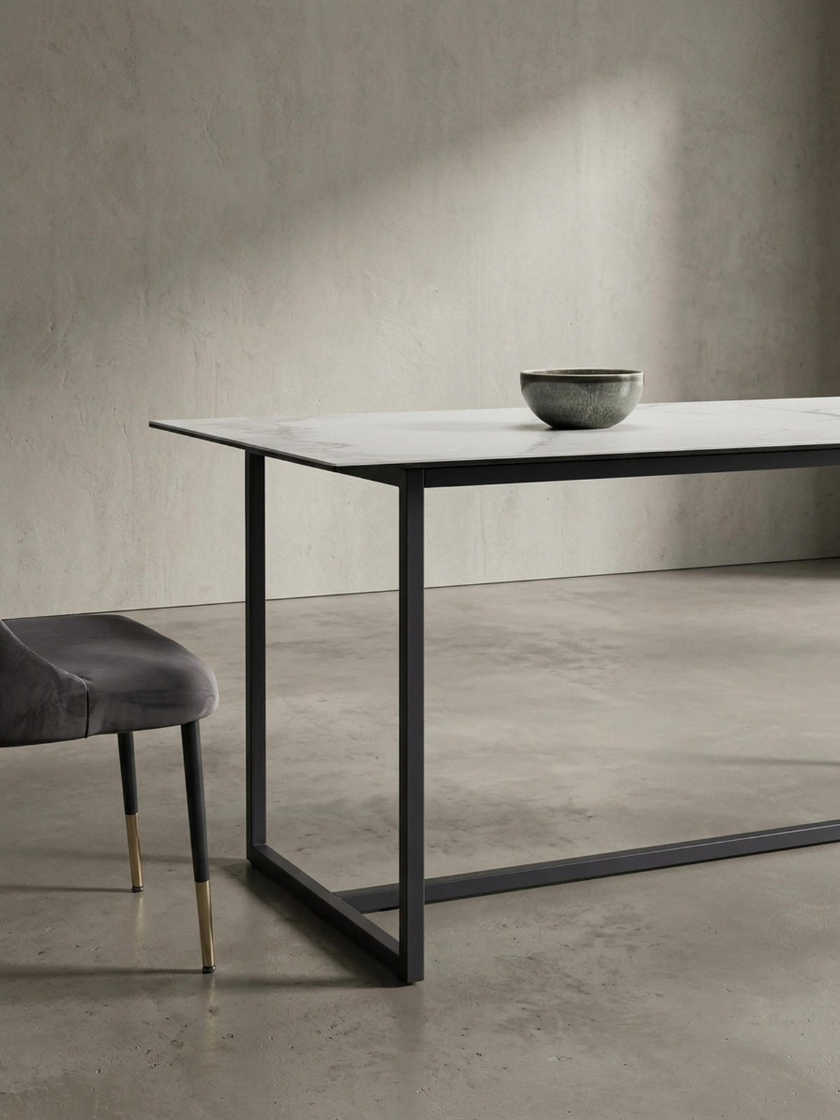 ESSTISCH Glas Keramik Marmoroptik Designer 180x90 ARCTIC, Weiß-Schwarz 180x90x76 cm - Schwarz/Weiß, Glas/Metall (90/180/76cm) - KADIMA DESIGN