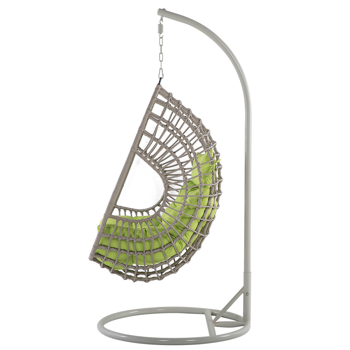 HÄNGESESSEL mit Gestell PE Rattan taupe 96 cm Arpino - Taupe/Grün, Kunststoff (96/200/96cm) - Beliani