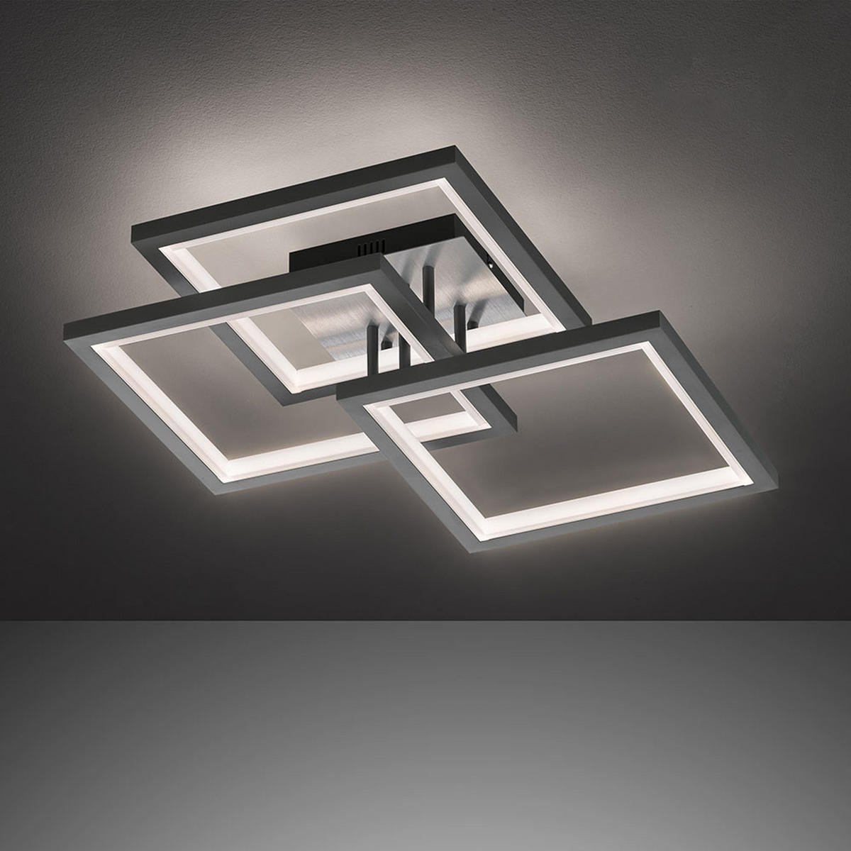LED DECKENLEUCHTE Grau Eckig Dimmer - Grau, Metall (56/56/17.5cm) - Wofi