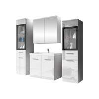 BADMÖBEL-SET Madrit II - Silberfarben/Weiß, Holzwerkstoff/Kunststoff (132/132/30cm) - MIRJAN24
