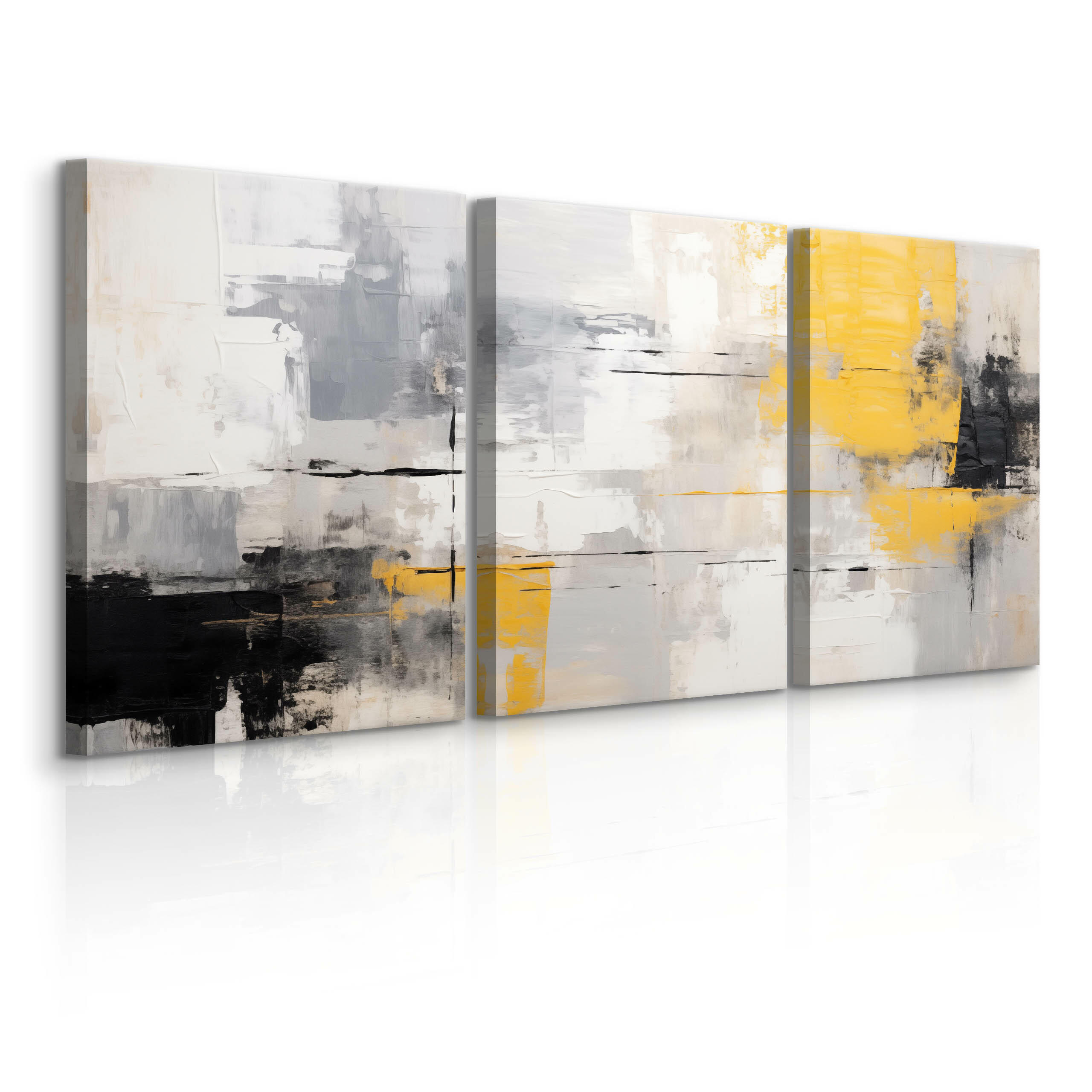 LEINWANDBILDER 3-es Set Moderne Kunst - Beige/Gelb, Textil (90/40cm) - Muralo