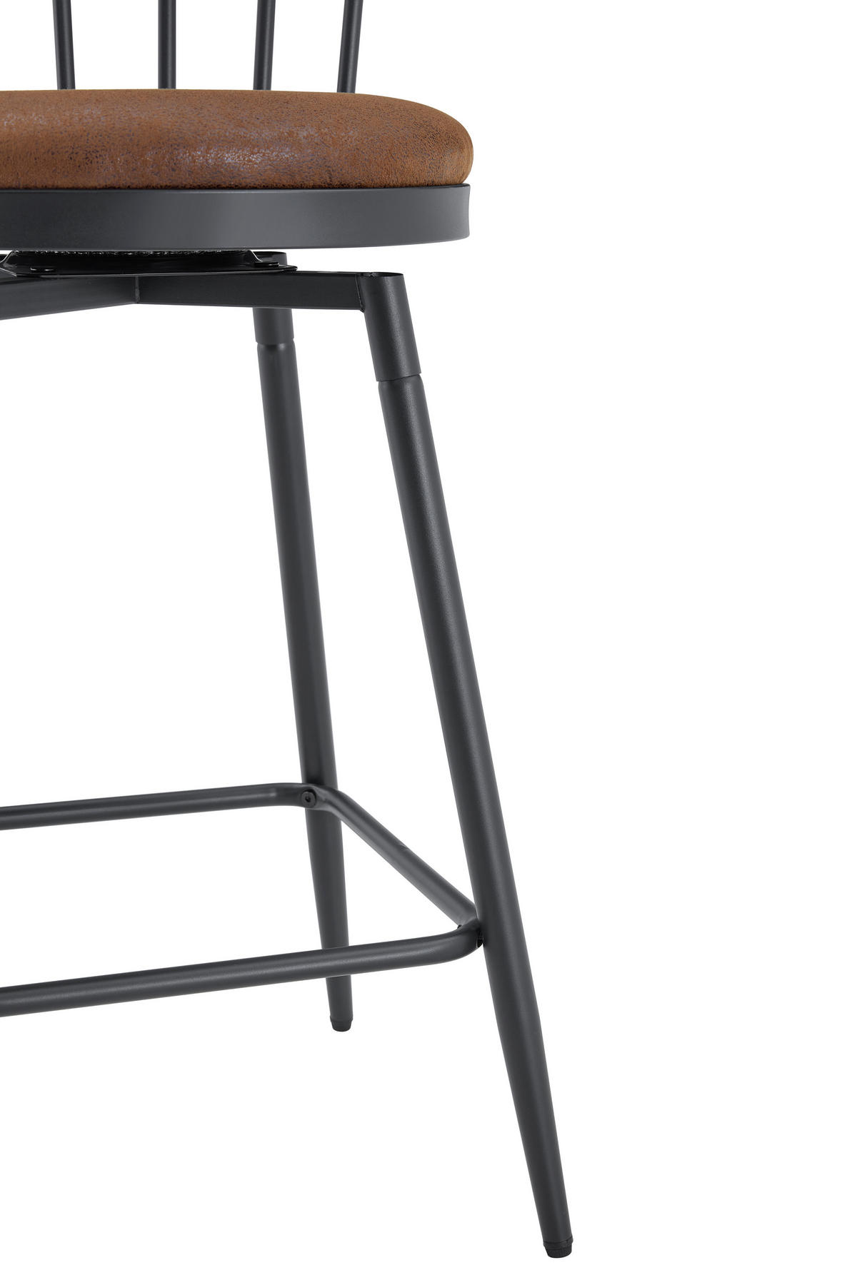 BARHOCKER 2er-Set Braun im Windsor-Stil mit PU-Leder und Rückenlehne - Braun, Leder (39/96/39cm) - PANGIVO