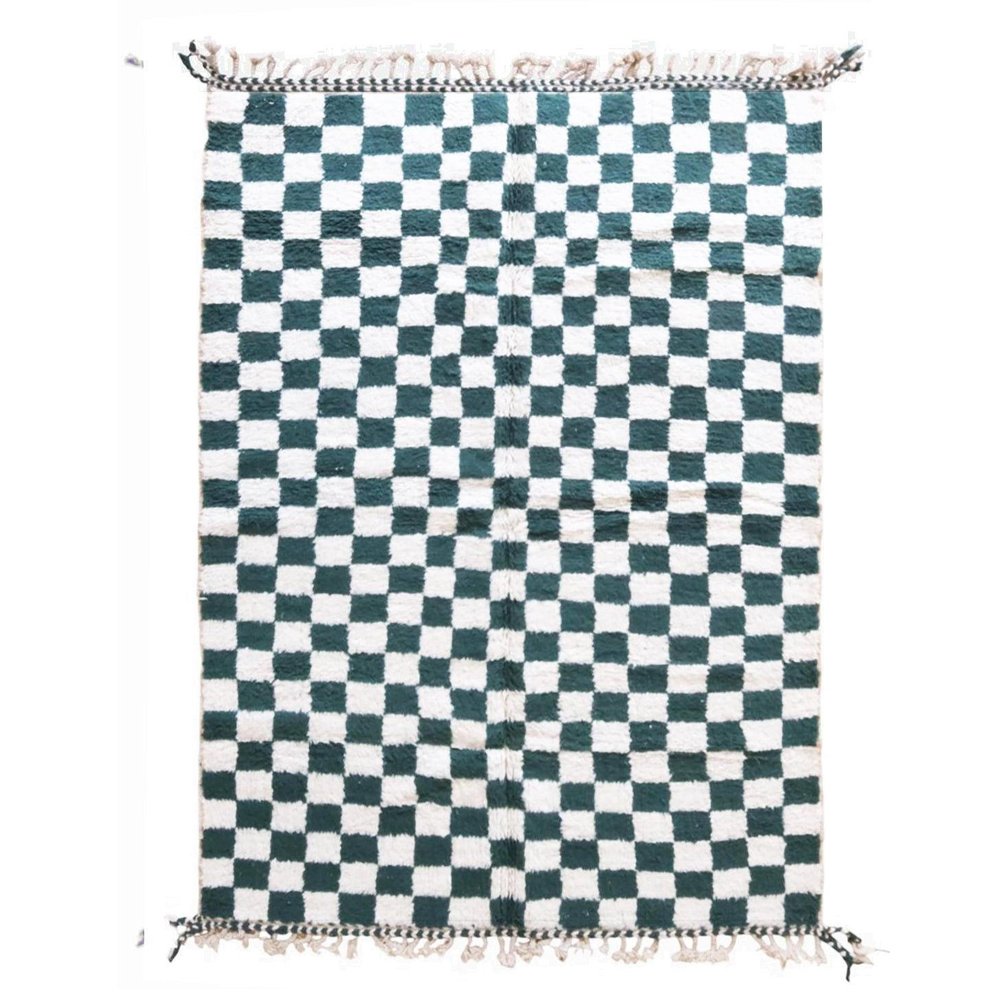 BERBERTEPPICH kariert handgeknüpft aus Wolle 200x 300 cm - Grün, Naturmaterialien (200/300cm) - AFK Living