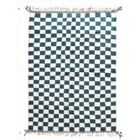 BERBERTEPPICH kariert handgeknüpft aus Wolle 200x 300 cm - Grün, Naturmaterialien (200/300cm) - AFK Living