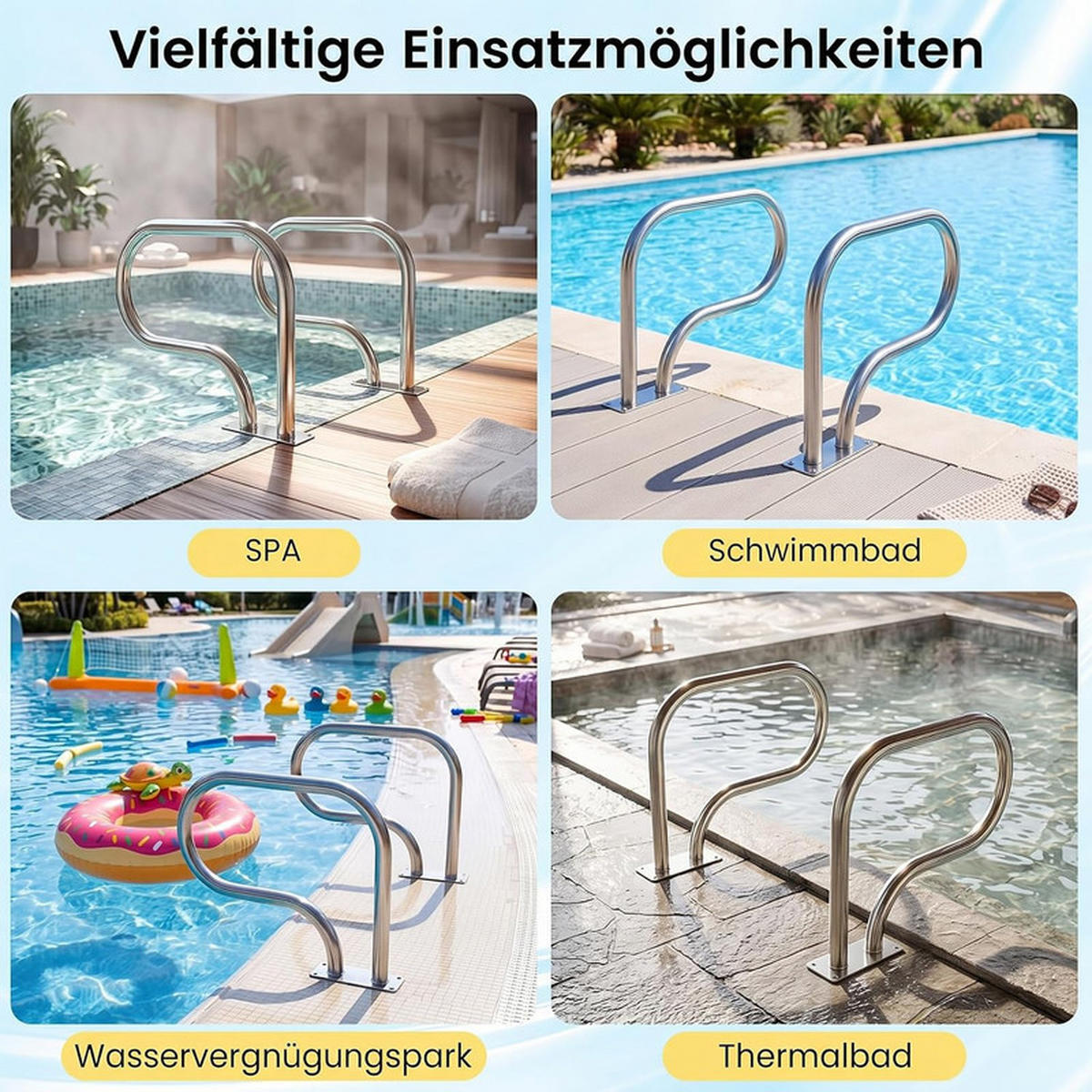 POOLHANDLAUF aus Edelstahl silber - Silberfarben, Metall (83/57/4.8cm) - COSTWAY