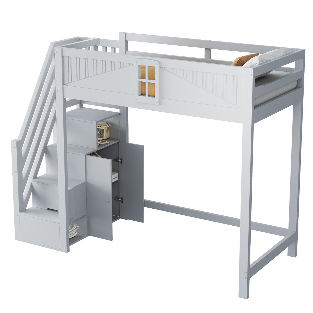 HOCHBETT 90/200 cm grau aus Massivholz mit Sicherheitsumrandung - Grau, Holzwerkstoff (90/200cm) - OKWISH