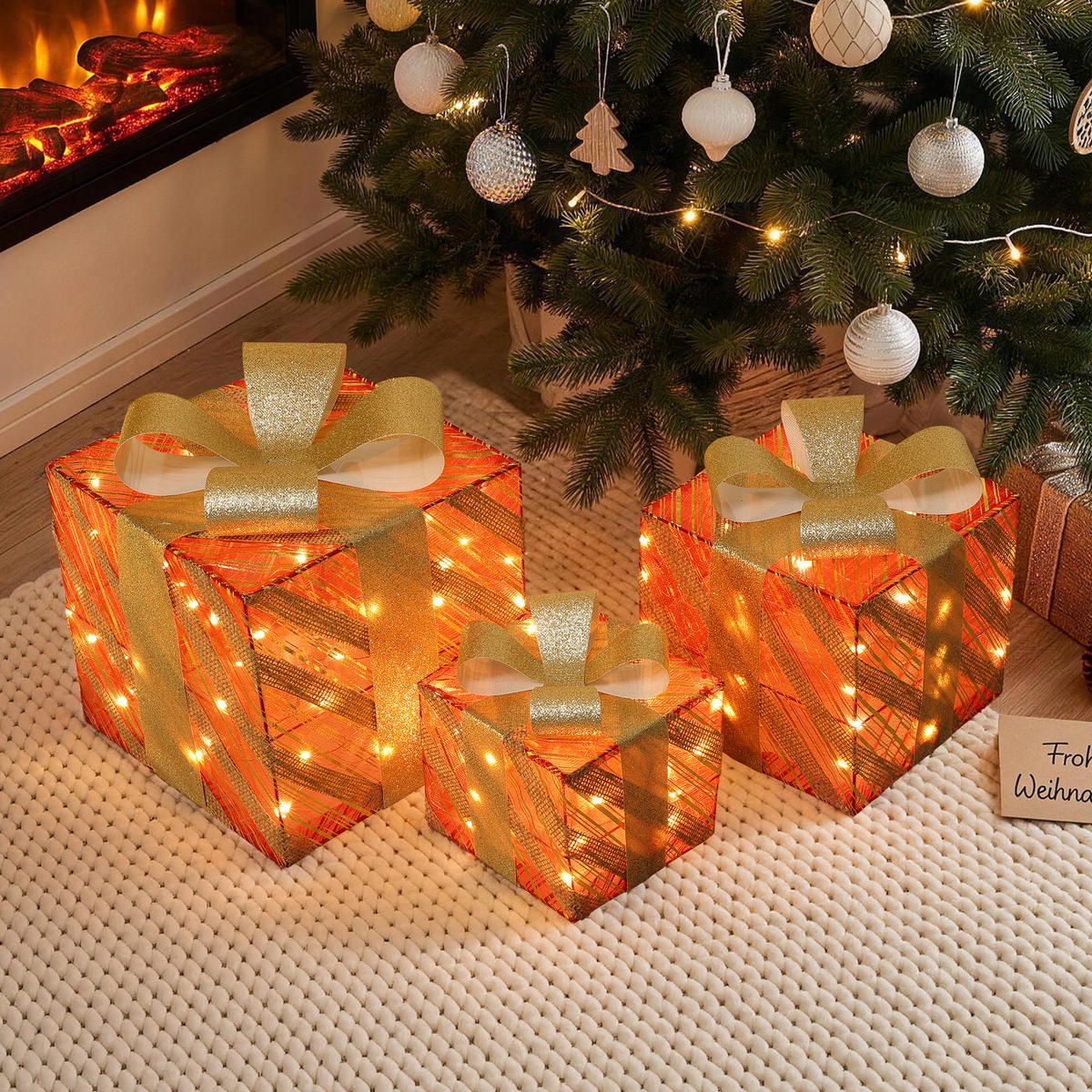 GESCHENKBOX HTHD0269 - Rot/Goldfarben, Kunststoff/Metall (26/27/26cm) - Hometopia