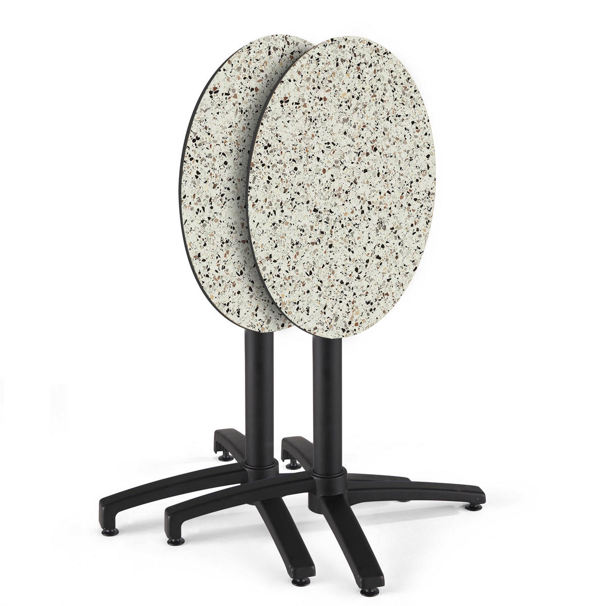 GARTENTISCH rund, Terrazzo - Weiß, Holzwerkstoff (70/70/72cm) - Oviala