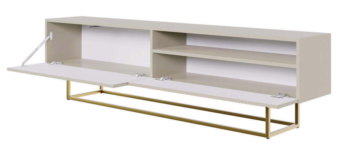 TV-SCHRANK Veldio Graubeige mit offenem Fach und goldenen Metallbeinen 175 cm - Greige/Goldfarben, Holzwerkstoff/Metall (175/46.5/31.6cm) - Selsey