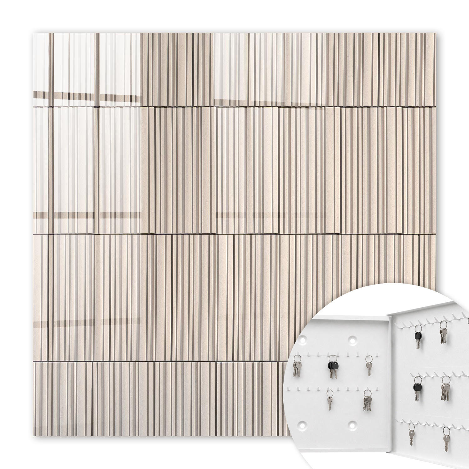 SCHLÜSSELBOX Weiß 30x30 cm – Türöffnung nach rechts - Minimalismus der Linien - Beige, Metall (30/30/5cm) - TULUP