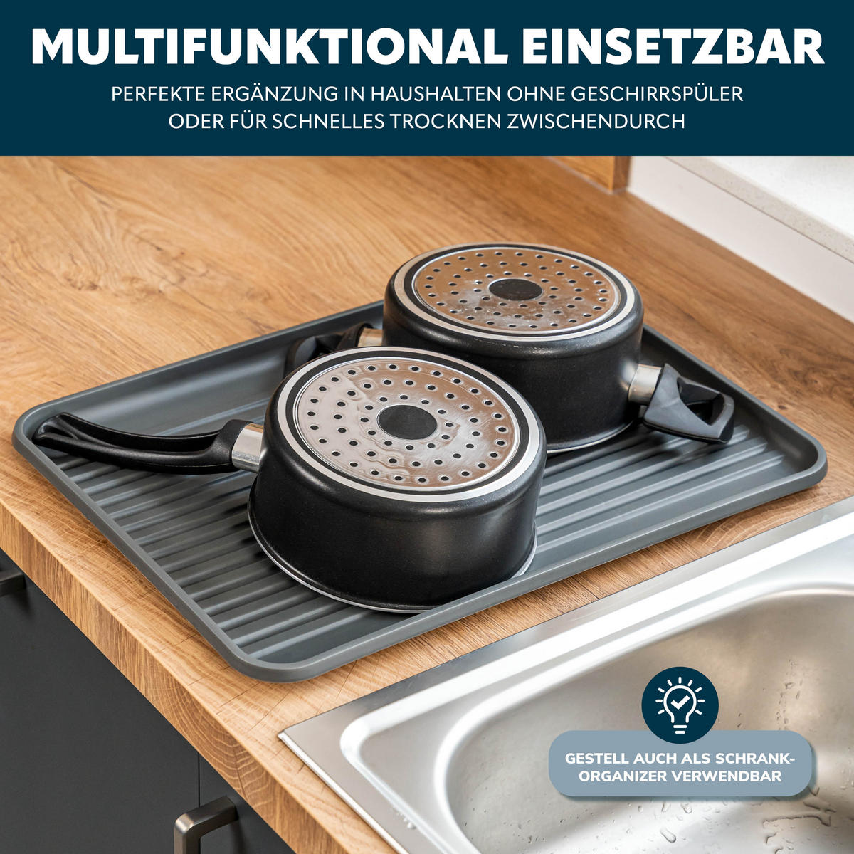 ABTROPFGESTELL, Metall, grau - Grau, Metall (43/15.5/32cm) - eluno