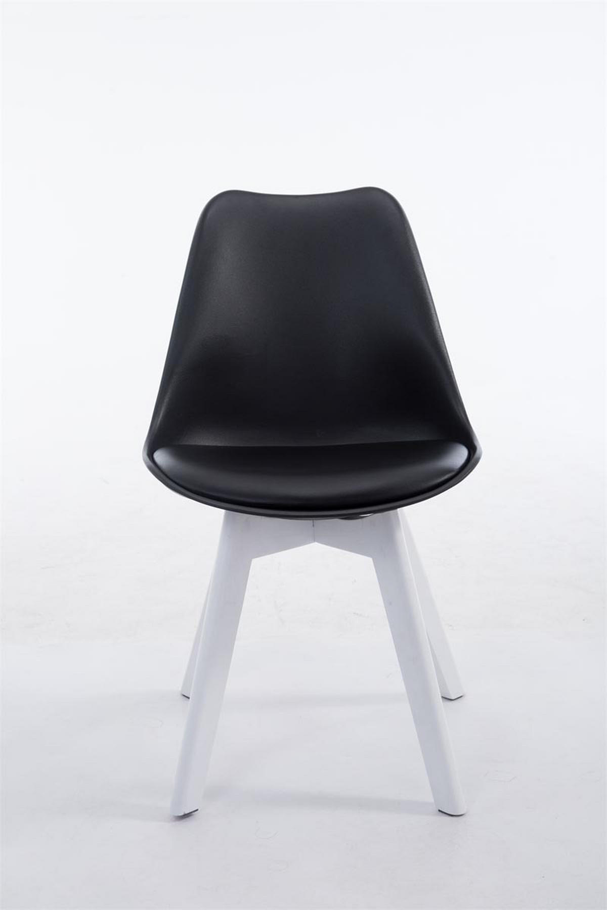 STUHL Lederlook schwarz - Schwarz/Weiß, Holz/Textil (48/84/41.5cm) - CLP