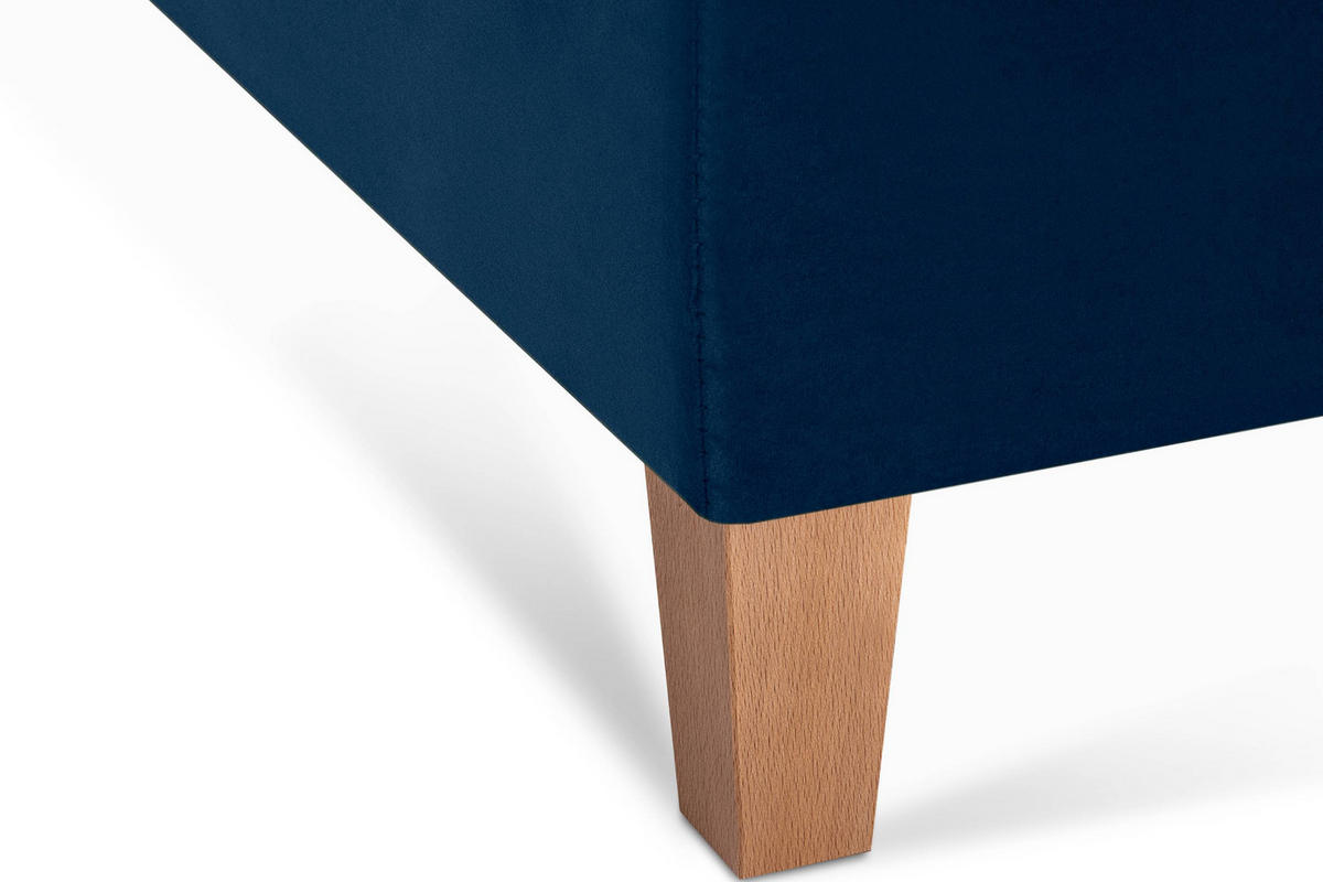 SITZHOCKER ERISO Polsterhocker aufklappbarer, Velour-Stoff, marineblau - Blau/Braun, Textil (71/43/71cm) - KONSIMO®
