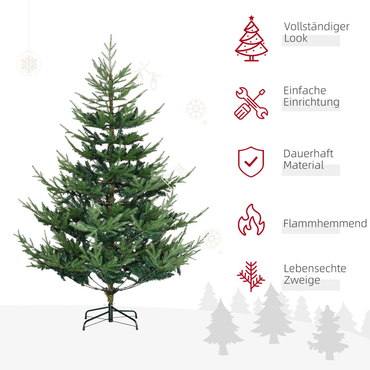 KÜNSTLICHER-WEIHNACHTSBAUM 180 cm Kieferbaum künstlich mit 795 Spitzen drinnen - Grün, Kunststoff (180cm) - HOMCOM