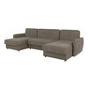 WOHNLANDSCHAFT Lupo Dunkelbeige Mikrofaser - Beige/Schwarz, Holz/Kunststoff (311/86/147cm) - S-Style Möbel