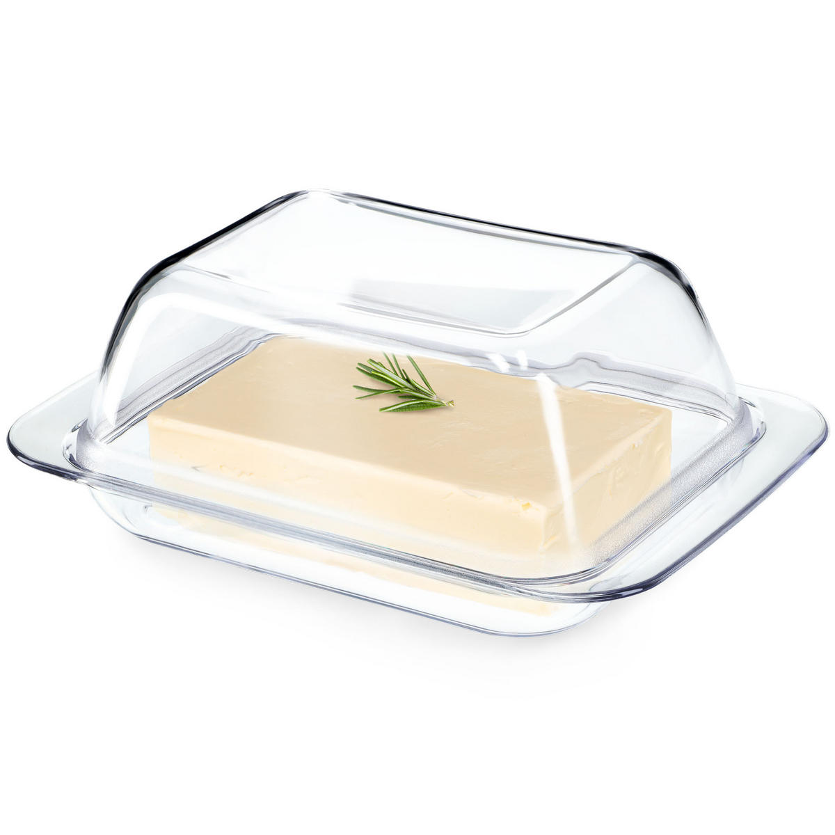 BUTTERDOSE aus Glas mit Deckel, 18 x 12 cm - Transparent, Glas (12.5/7/18.5cm) - KADAX