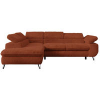 ECKSOFA PETER L Orange Plüsch - Links Seite - Schwarz/Orange, Textil/Metall (208/273cm) - MKS