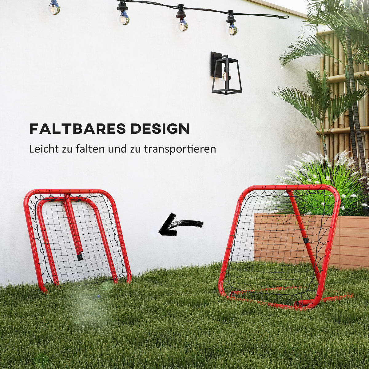 REBOUNDER für Fussball DE-10451 5-fach verstellbar, klappbar Rot - Rot, Metall (84/78cm) - ComfortXL