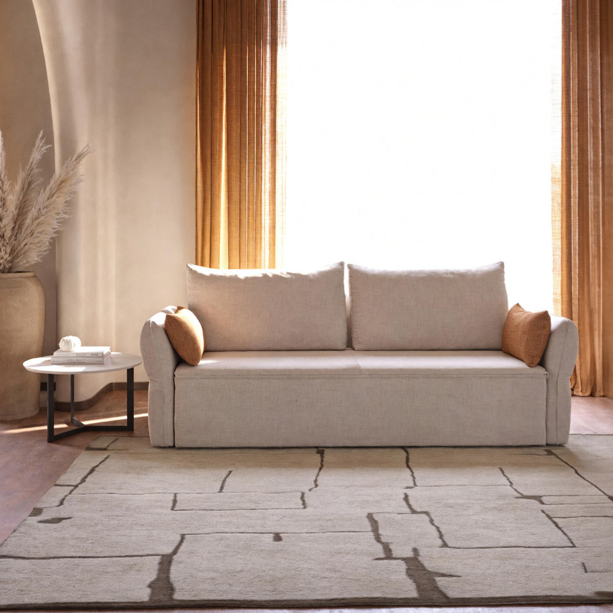 SCHLAFSOFA 3-sitzer aus stoff - lagos 238/96/90 cm - Beige, Textil (96/90/238cm) - Calicosy