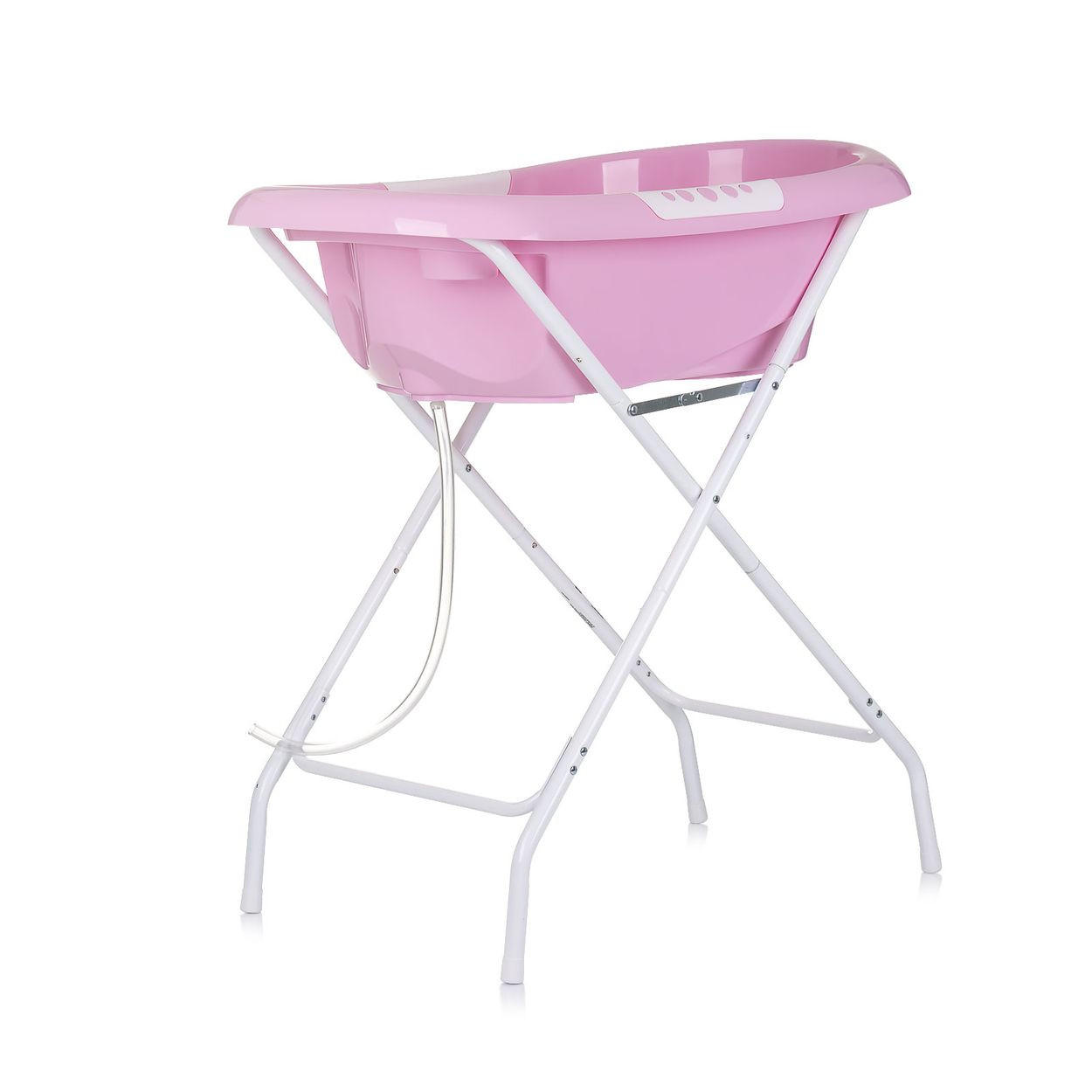 BABYBADEWANNE Set Noemi rosa Badewannenständer, klappbar, Wasserablauf, Ablagefächer, 88 cm - Rosa, Kunststoff (45/83cm) - Chipolino