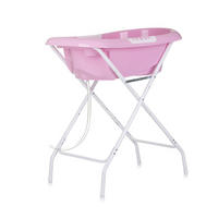 BABYBADEWANNE Set Noemi rosa Badewannenständer, klappbar, Wasserablauf, Ablagefächer, 88 cm - Rosa, Kunststoff (45/83cm) - Chipolino