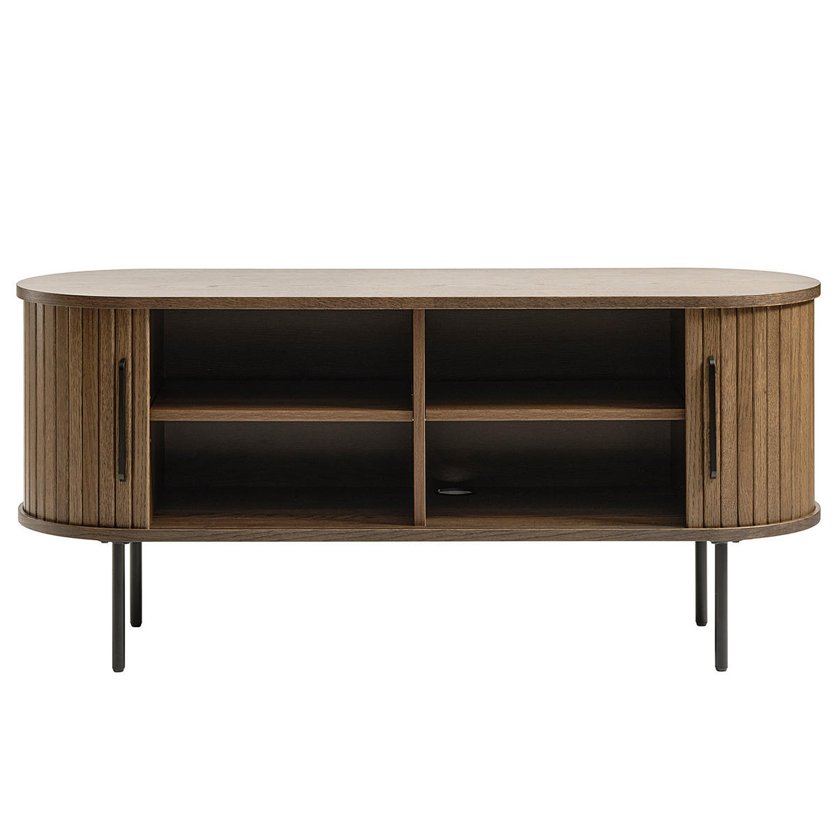 LOWBOARD - 120cm - Echtholzfurnier - Eichefarben/Schwarz, Holzwerkstoff/Metall (120/56/40cm) - home24