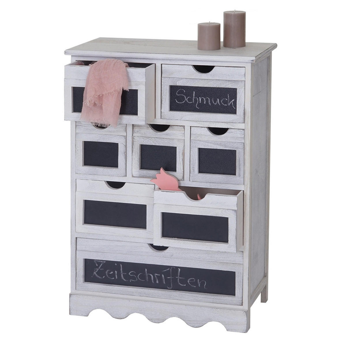 KOMMODE MIT TAFEL SHABBY-LOOK Cremeweiß, Anthrazit - Anthrazit/Weiß, Holz (60/87/30cm) - MCW