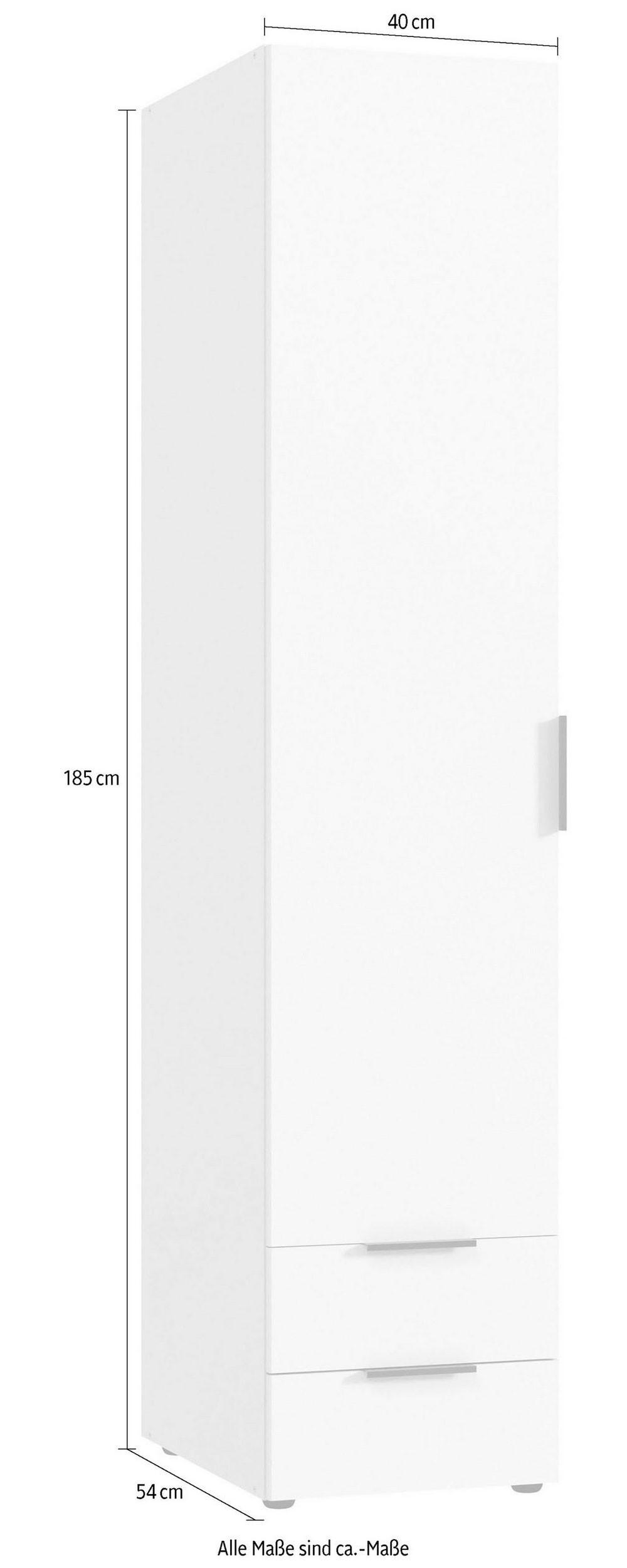 Thumbnail - Wimex Kleiderschrank, Graphit, Holz, 2 Fächer, 2 Schubladen, Quadratisch, 40x185x54 cm, Schlafzimmer, Kleiderschränke