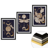 WANDBILDER 3er-Set - 40x60 cm Schwarzer Rahmen - Naturmotive Mondblumen - Schwarz, Kunststoff (40/60cm) - ArtPrintCave