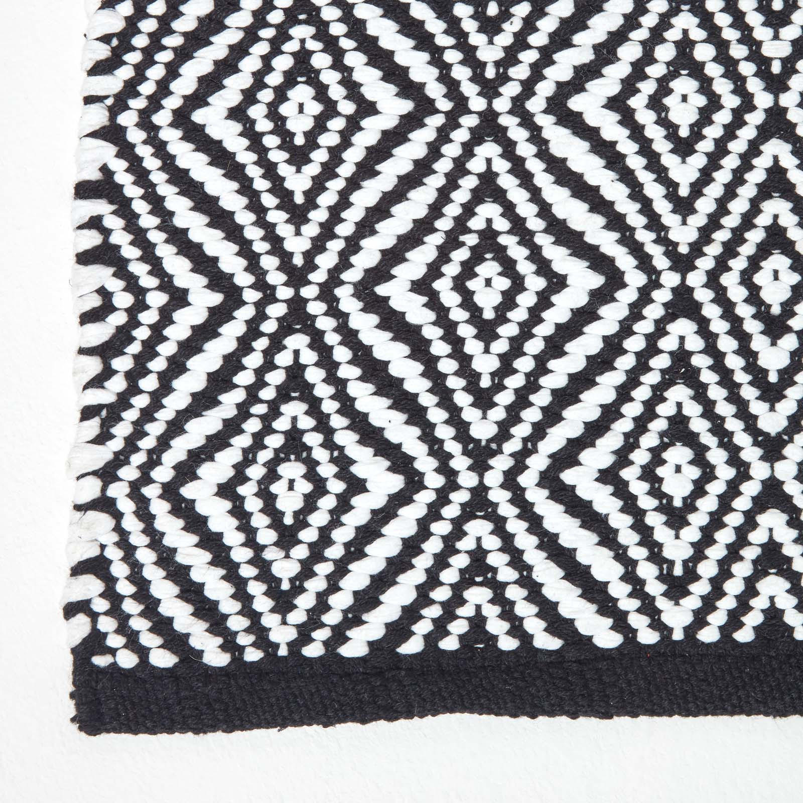 Thumbnail - Homescapes Teppichläufer, Schwarz, Textil, Rauten, Rechteckig, 66x200 cm, Teppiche & Böden, Teppiche, Teppichläufer
