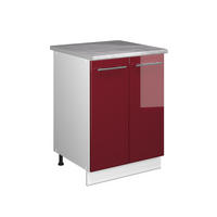 SPÜLENUNTERSCHRANK Fame-Line, Bordeaux Hochglanz/Weiß, 60 cm - Bordeaux/Weiß, Holzwerkstoff (60/82/60cm) - Vicco