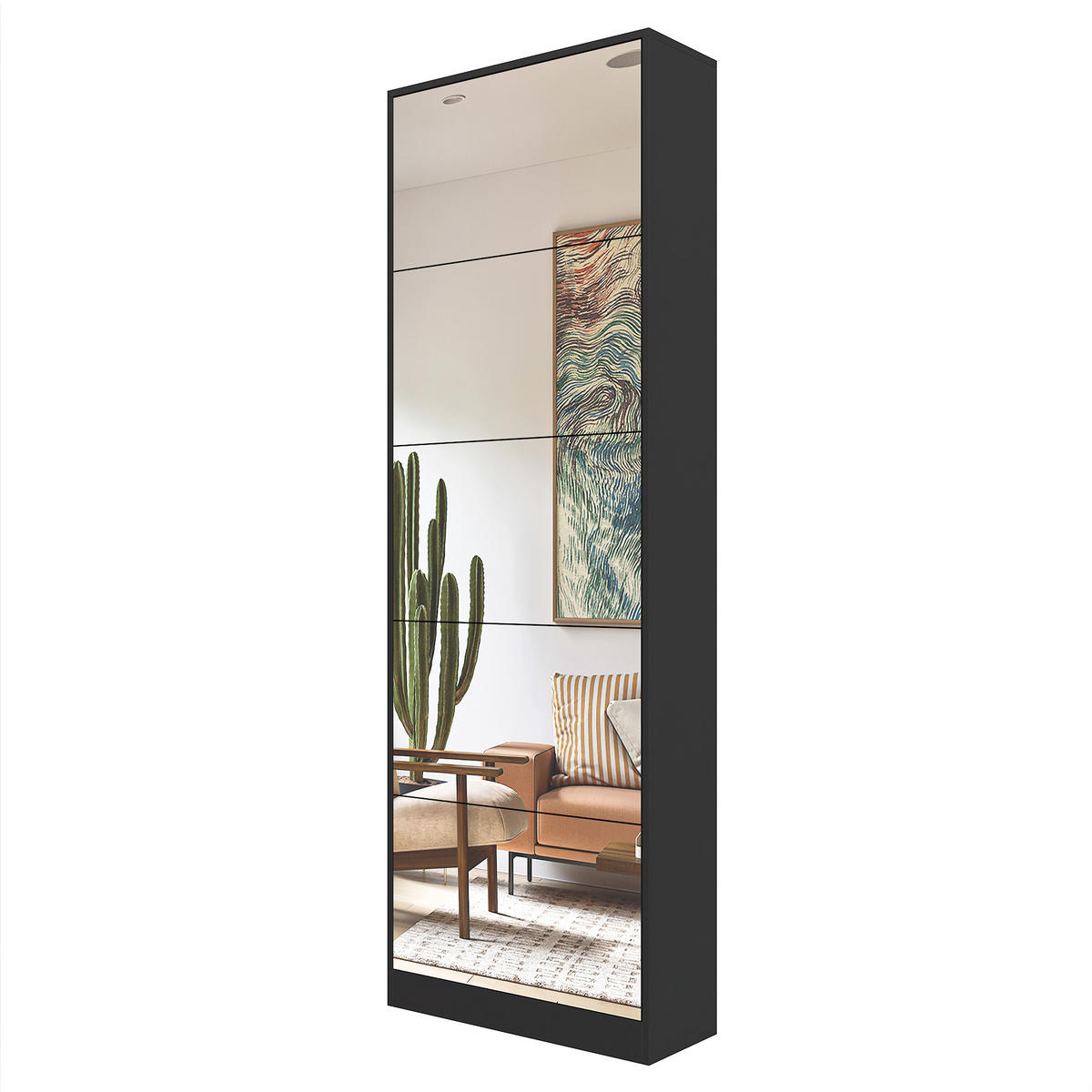 SCHUHSCHRANK Schwarz 63/23,6/185 cm - Schwarz, Holzwerkstoff (63/185/23.6cm) - PANGIVO